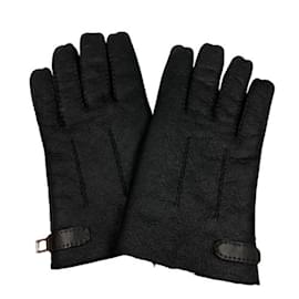 Hermès-Hermes Black Leather Gloves-Black