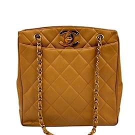Chanel-Chanel Caviar Skin Chain Tote Bag in Beige-Beige