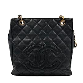 Chanel-Chanel Black Grained Calfskin Tote Bag-Black