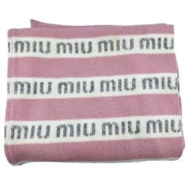 Sciarpa in lana e cashmere rosa Miu Miu Rosa Bianco