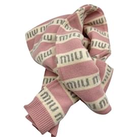 Miu Miu-Miu Miu Pink Wool and Cashmere Shawl-Pink,White