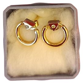 Autre Marque gold earrings adorned with a small diamond Golden