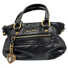 Miu Miu-Miu Miu Black Leather Shoulder Bag-Black