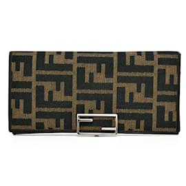 Fendi-Fendi Zucca Turn Long Wallet-Brown