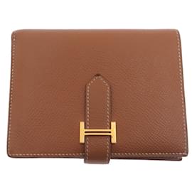 Hermès-Hermes Z Engraved Bearn Compact Wallet-Brown