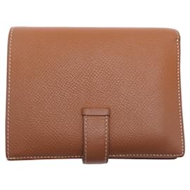 Hermès-Hermes Z Engraved Bearn Compact Wallet-Brown