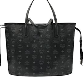 MCM-MCM Leather Tote Bag Black Liz Reversible Shopper-Black