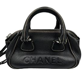 Chanel-CHANEL Tassel Leather Handbag-Black