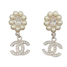 Chanel-Chanel Silver Drop Earrings-Silvery