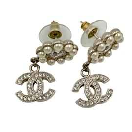 Chanel-Chanel Silver Drop Earrings-Silvery