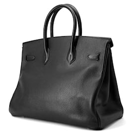 Hermès-Hermes Birkin 35 Handbag in Black Ardennes Leather-Black