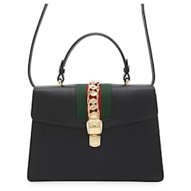 Gucci-Gucci Sherry Line Sylvie Leather Handbag-Black