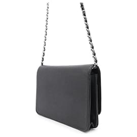 Chanel-Chanel Black Grained Calfskin Chain Wallet-Black