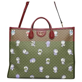 Gucci-Gucci Mini GG Supreme Doraemon Tote Bag-Brown,Red