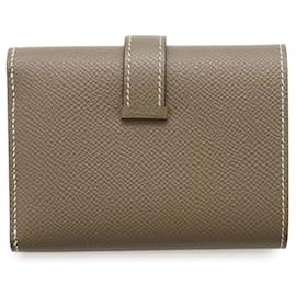 Hermès-Hermes Tri-fold Wallet in Etoupe Gray-Taupe