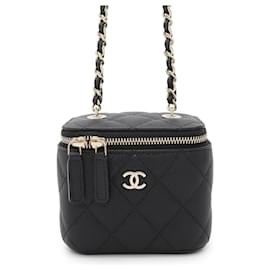 Chanel-Chanel Chain Shoulder Bag Matelasse Coco Mark Vanity Case-Black