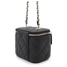 Chanel-Chanel Chain Shoulder Bag Matelasse Coco Mark Vanity Case-Black