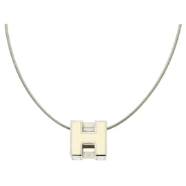 Hermès-Hermes Cage d'Ache H Cube Necklace-Cream