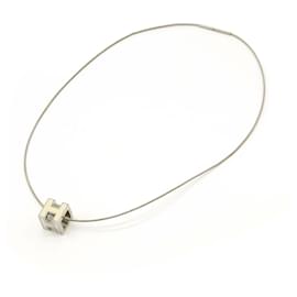 Hermès-Hermes Cage d'Ache H Cube Necklace-Cream