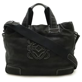 Loewe-Loewe Anagram Tote Bag in Nubuck Leather-Black