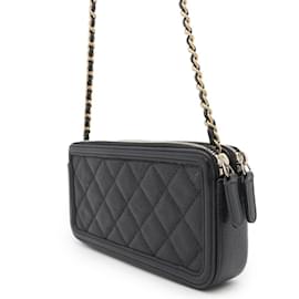 Chanel-Chanel Chain Wallet in Black Grained Calfskin-Black