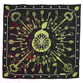 Hermès-Hermès 2010 Square Scarf 90 The Keys Black Gold Silk Twill Scarf Hermes-Black