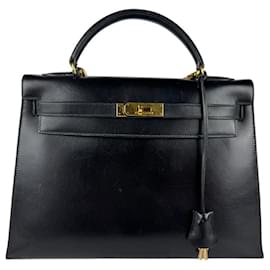 Hermès-Sac à main Hermes Kelly 32-Noir