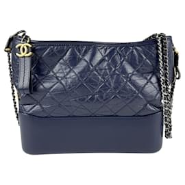 Chanel-Chanel Gabrielle de Chanel Leather Shoulder Bag-Navy blue