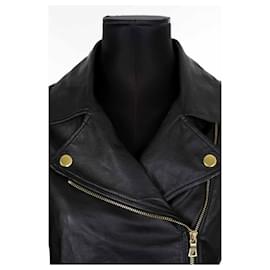 Moschino-Leather jacket in leather-Black
