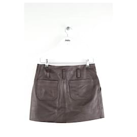 Bash-Leather mini skirt-Brown