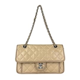 Chanel-Chanel Beige Grained Calfskin Shoulder Bag-Beige