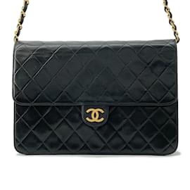 Chanel-Chanel Matelasse Black Lambskin Shoulder Bag-Black