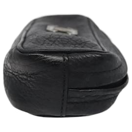 Chanel-CHANEL COCO Mark Pouch Leather Black CC Auth am8200-Black