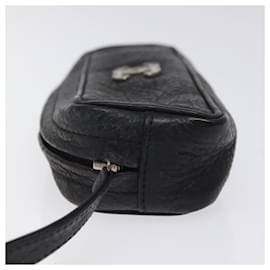 Chanel-CHANEL COCO Mark Pouch Leather Black CC Auth am8200-Black
