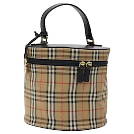 Autre Marque-Burberrys Nova Check Hand Bag Canvas Beige Gold Auth 120481-Beige,Golden