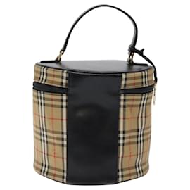 Autre Marque-Burberrys Nova Check Hand Bag Canvas Beige Gold Auth 120481-Beige,Golden