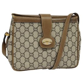 Bolsa de ombro GUCCI GG Plus Supreme em couro PVC bege dourado Auth th5900 Bege Dourado