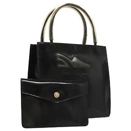 Handtasche Salvatore Ferragamo Emaille Schwarz Auth 119146 Schwarz