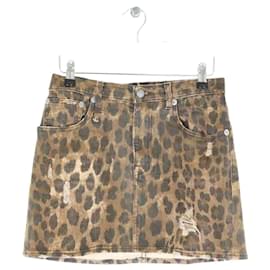 R13-Cotton mini skirt-Brown