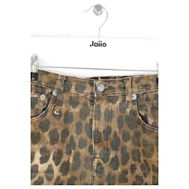 R13-Cotton mini skirt-Brown