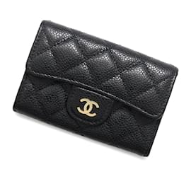Chanel-Chanel Black Grained Calfskin Business Card Case-Black