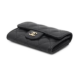 Chanel-Chanel Black Grained Calfskin Business Card Case-Black