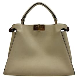 Fendi-Fendi 8BN302 Peekaboo Essential Shoulder Bag-Beige