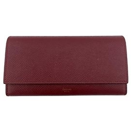 Céline Carteira longa de couro Bordeaux Celine Bordeaux