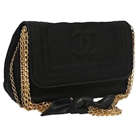 Chanel-CHANEL Chain Shoulder Bag Nylon Black Gold CC Auth bs24449-Black,Golden
