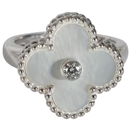 Van Cleef & Arpels-Van Cleef & Arpels White Gold Mother Of Pearl and Diamond Vintage Alhambra Ring-Other