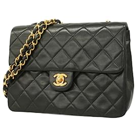 Chanel-Chanel Black Lambskin Shoulder Bag-Black