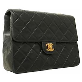 Chanel-Chanel Black Lambskin Shoulder Bag-Black
