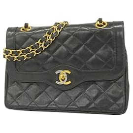 Chanel-Chanel Black Lambskin Shoulder Bag-Black