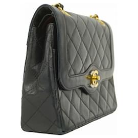 Chanel-Chanel Black Lambskin Shoulder Bag-Black